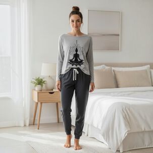 Pijama Mujer Algod&oacute;n Yoga Gris