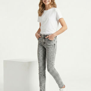 Jeans Gris Ni&ntilde;a Pantalon Denim Slim Fit Mezclilla