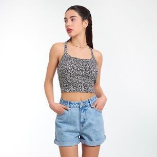 Polera Crop Estampada Sin Mangas Cuello Recto Mujer Freedom