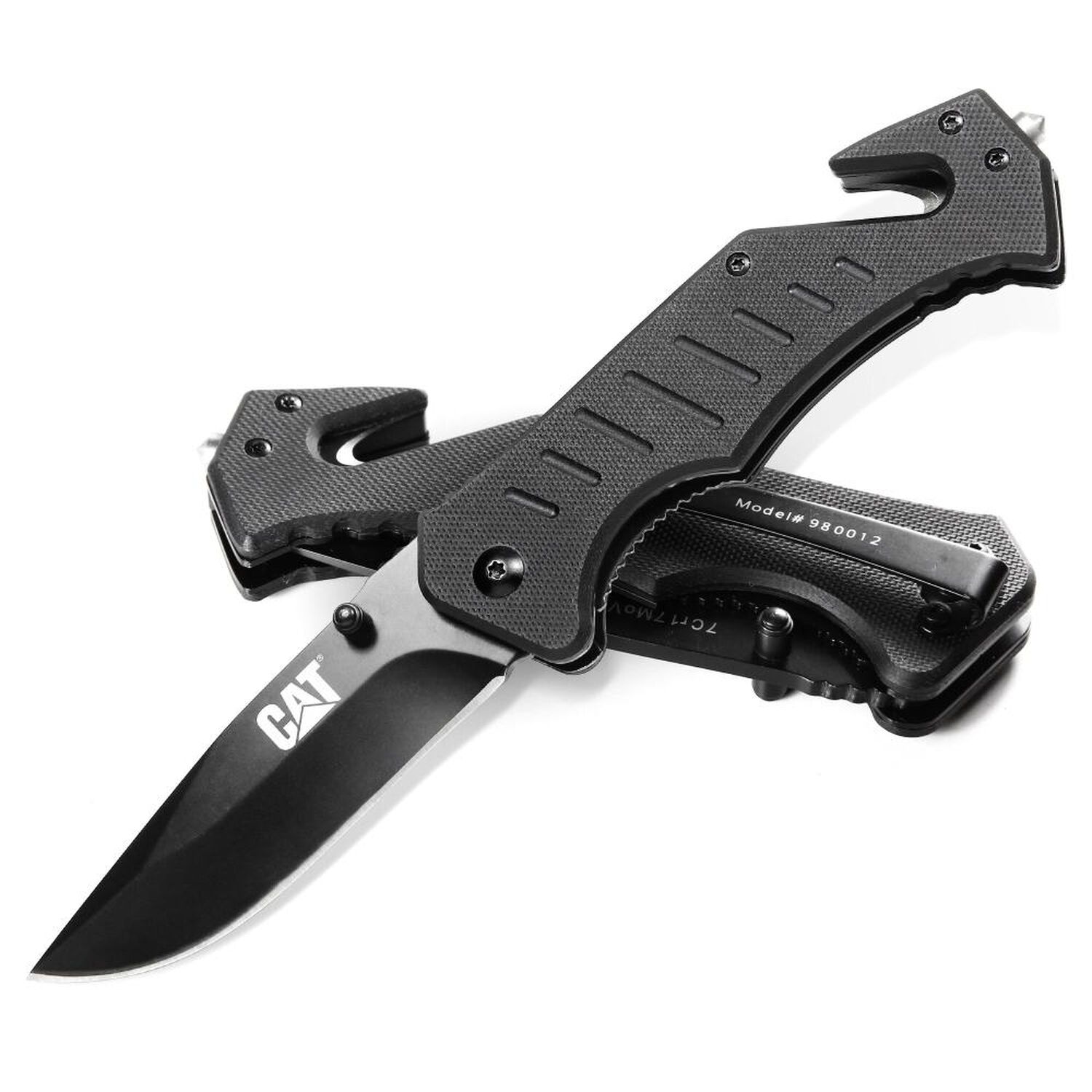 Cuchillo Navaja Plegable Cat 980012 Punta Curva Con Rotura De Vidrio Y Cortador De Banda image number 4.0