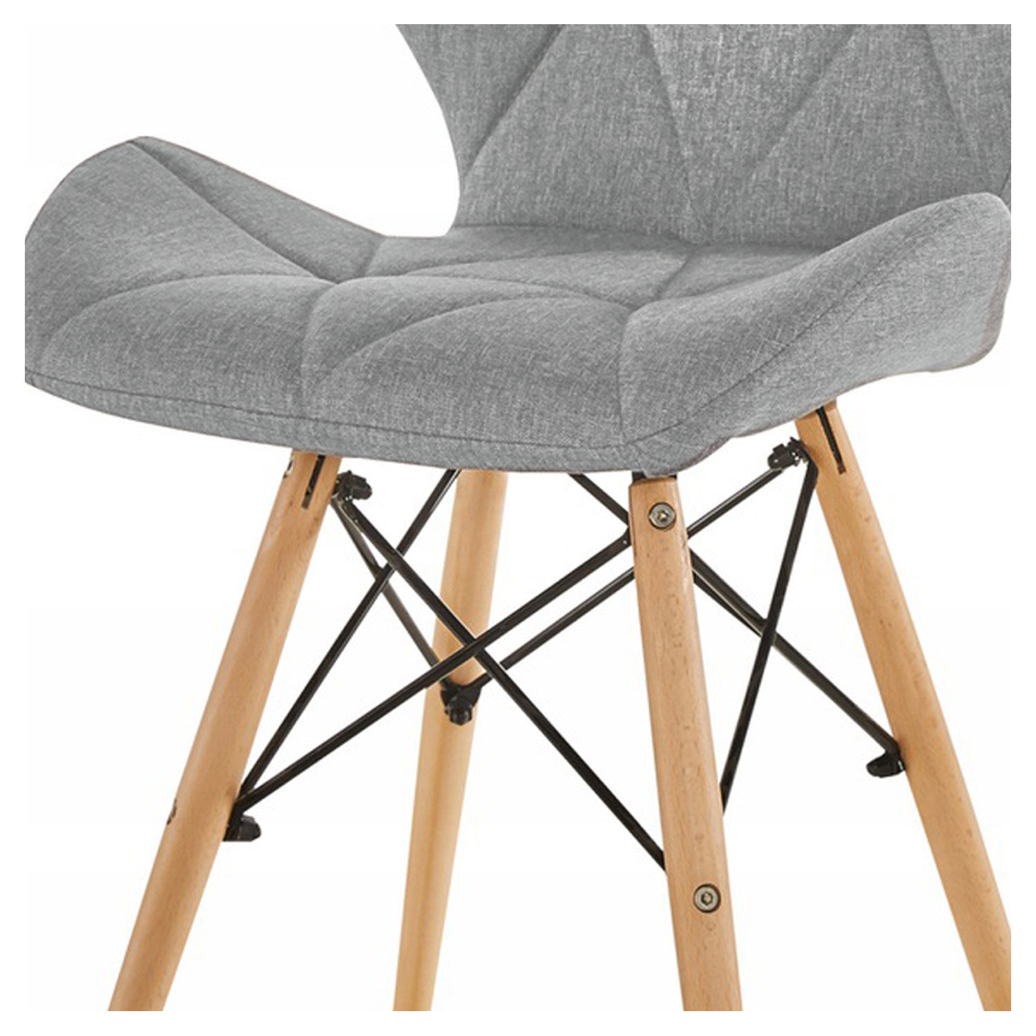 Pack 4 Silla Eames Acolchada Tela De Lino Gris image number 4.0