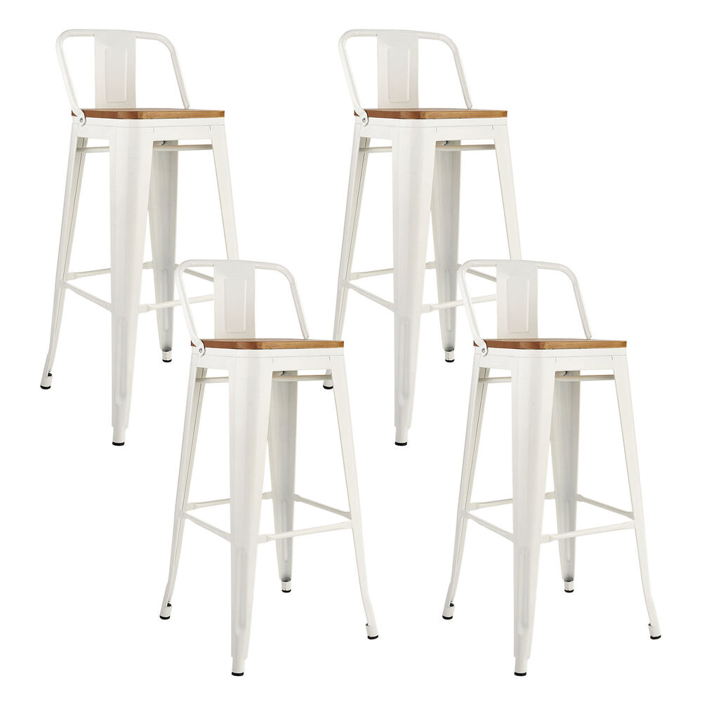 Pack 4 Pisos De Bar Tolix Asiento De Madera Blanco image number 0.0