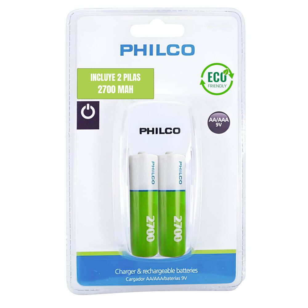 Cargador De Pilas Recargables + 2 Pilas Aa 2700 Mah 9580f image number 0.0