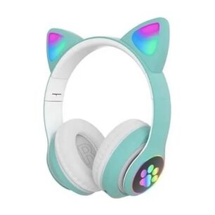 Aud&iacute;fonos Gamer Inal&aacute;mbricos Verdes Con Luz Led