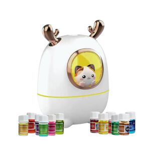 Pack Humidificador Nave Espacial Gato + 12 Esencias Aromaticas