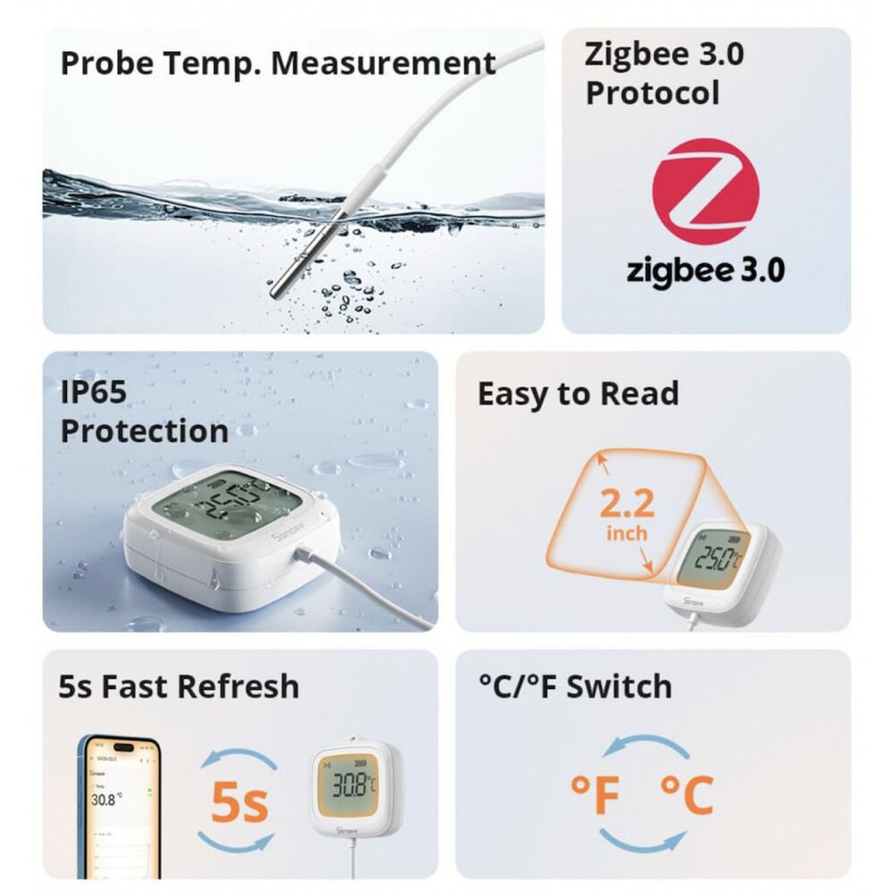 Sensor De Temperatura Con Sonda Y Lcd Sonoff Snzb-02ld Ip65 image number 3.0