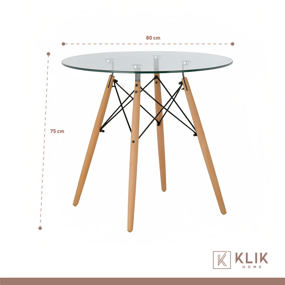 Comedor Mesa Eames Vidrio 80cm + 4 Sillas Eames Negras image number 4.0