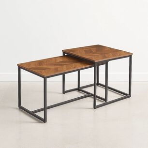 Mesa De Centro Doble Rectangular - Madera Clara