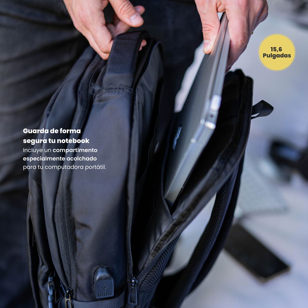 Mochila De Viaje Notebook Wolf Negra 15,6" Levo image number 3.0