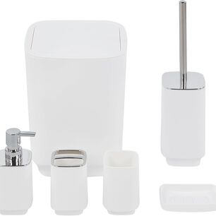 Set De Ba&ntilde;o Completo 6 Piezas De Abs Con Basurero Dispensador Y Escobilla Color Blanco