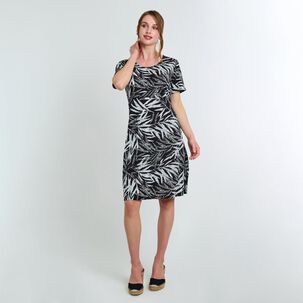 Vestido Full Print Manga Corta Cuello Redondo Mujer Lesage