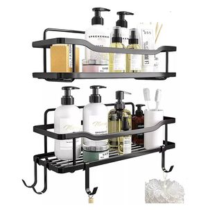 Organizador De Ducha Adhesivo Set 2 Inoxidable Negro