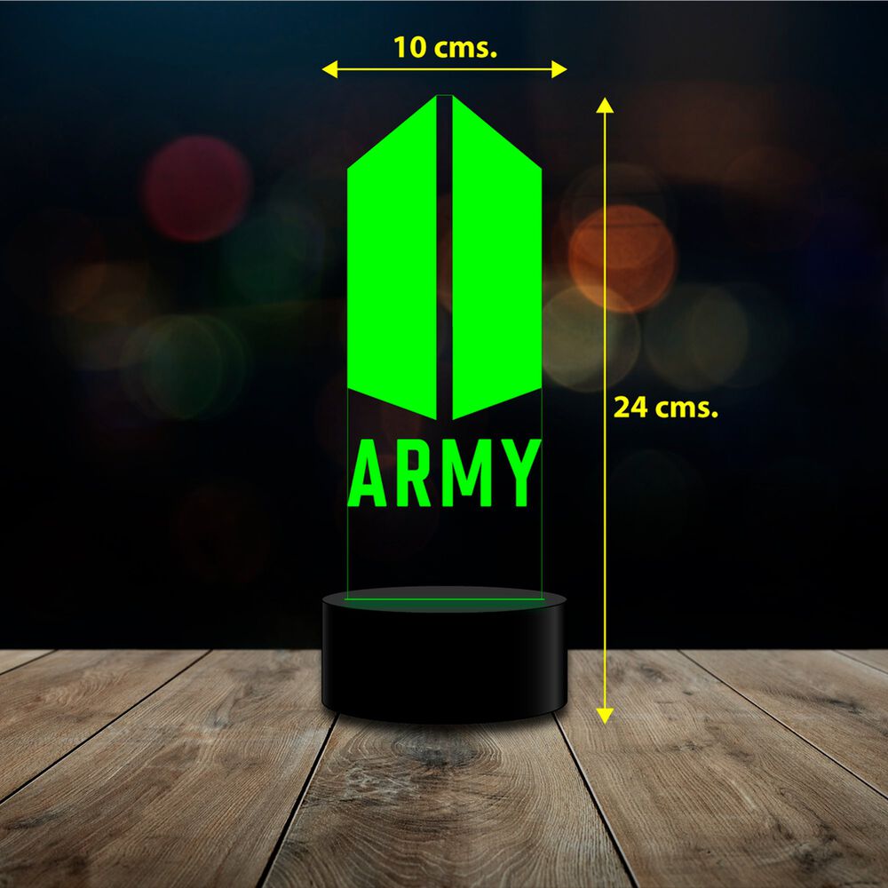 Lampara 3d Army Bts 16 Colores Intercam Control Remoto image number 3.0