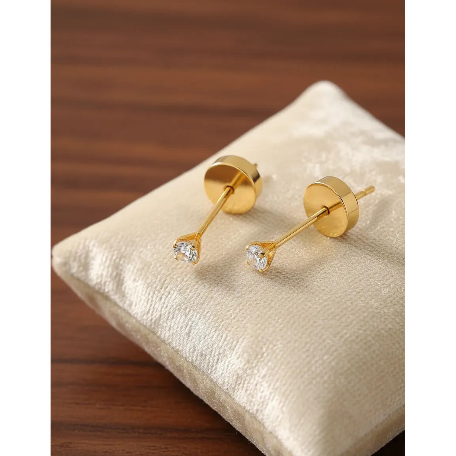 Aros Abridores Chispas 3mm Oro 18k Tope A Presi&oacute;n Beb&eacute; Ni&ntilde;a image number 2.0