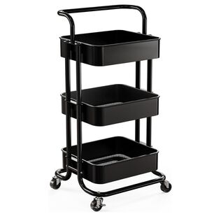 Carrito De Almacenamiento Organizador 3 Niveles Con Ruedas Color Negro