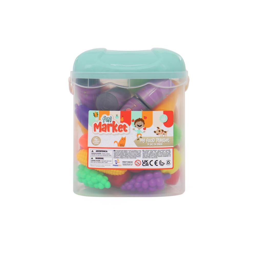 Set Comida 46 Pzas En Caja Almacenamiento Happy Line image number 0.0