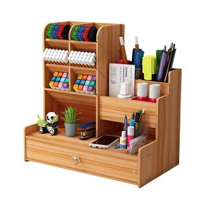 Organizador Escritorio Madera Multifuncional Caj&oacute;n Oficina