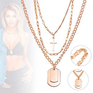 Cadena Acero 3 En 2 Dorado