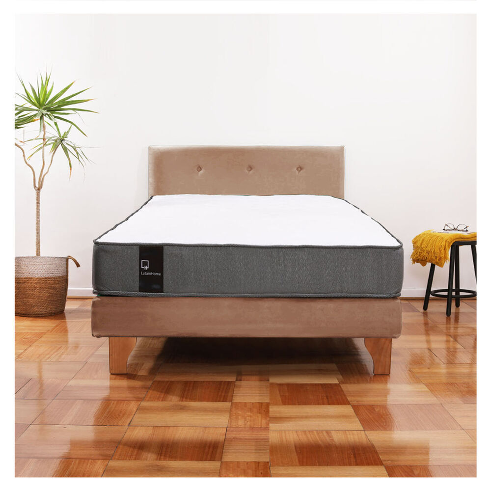 Cama Europea Zen Best 1.5 Plaza Tela Velvet Beige + Respaldo image number 0.0