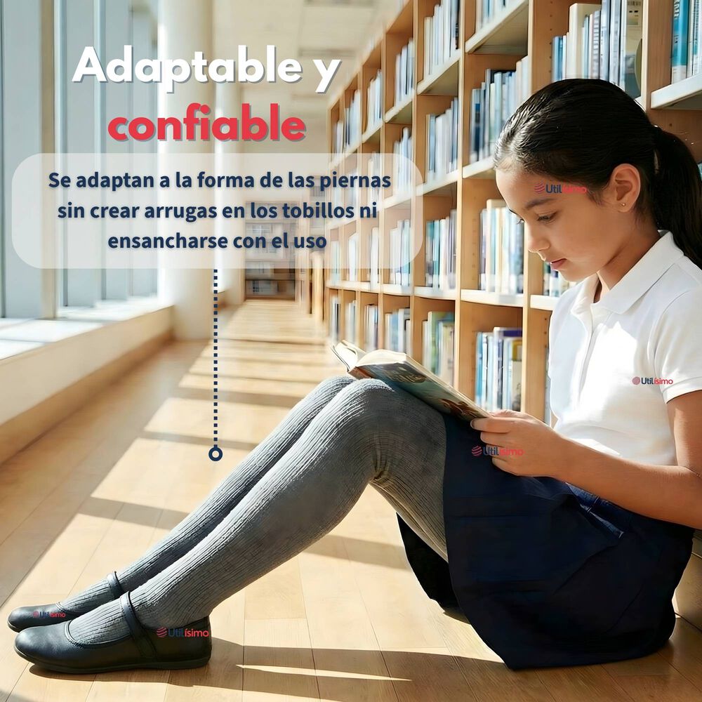 Pack 3 Ballerinas Elasticadas Escolares Ni&ntilde;a Algod&oacute;n Gris image number 5.0