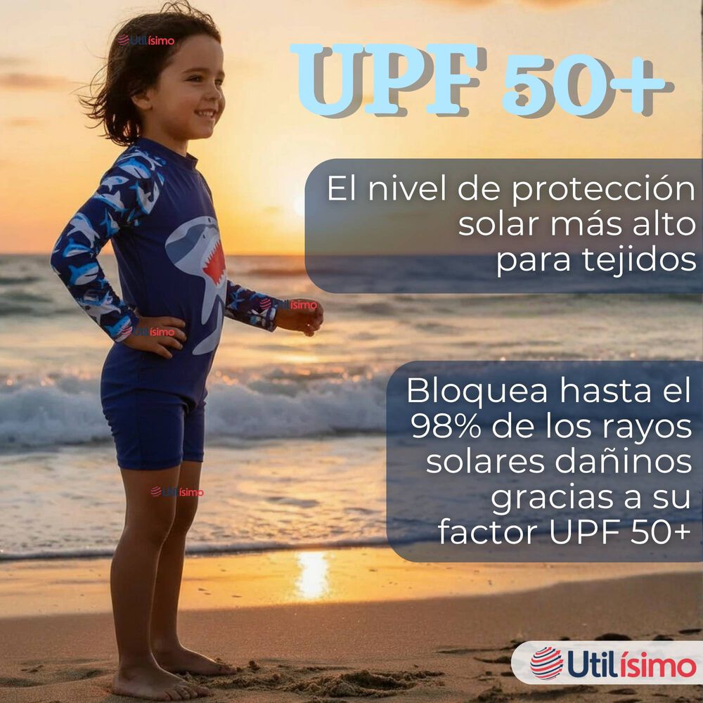 Traje De Ba&ntilde;o Enterito Con Cremallera Manga Larga Ni&ntilde;o 2 A 6 A&ntilde;os Blue Shark image number 4.0