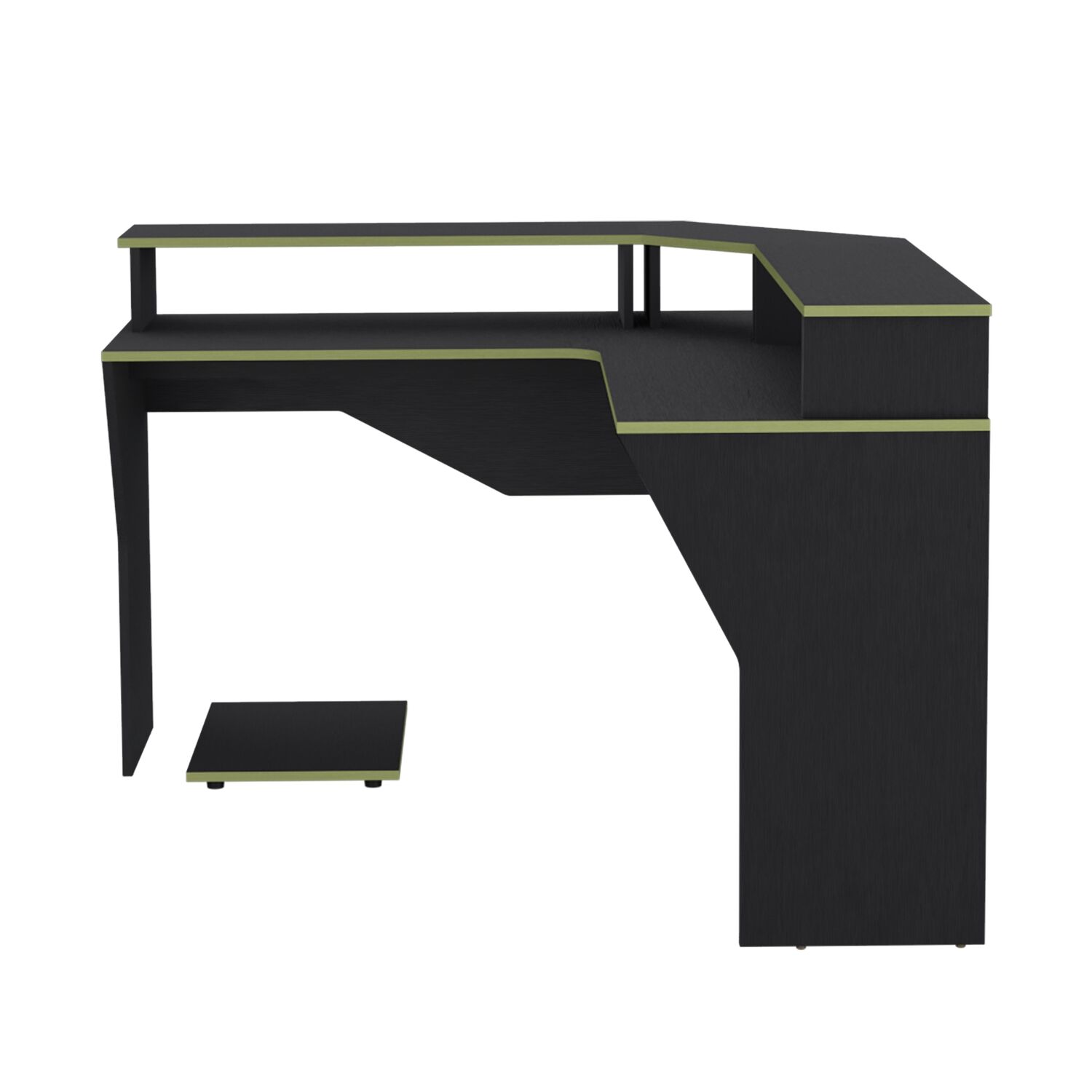 Escritorio Gamer En L Fm-046o - Negro Y Canto Verde image number 4.0