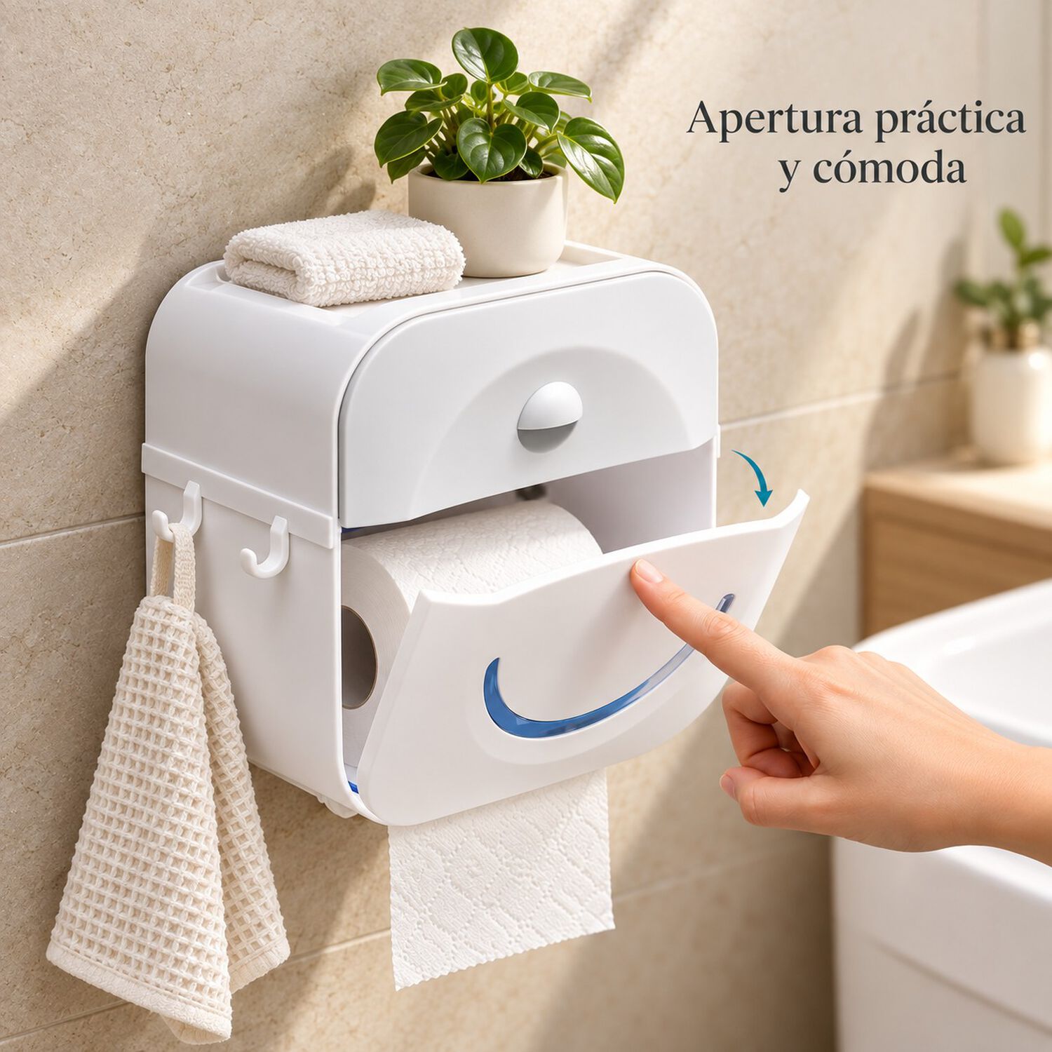 Dispensador Porta Confort Papel Higi&eacute;nico De Pared Con Caj&oacute;n Y Soporte Celular Gris image number 2.0