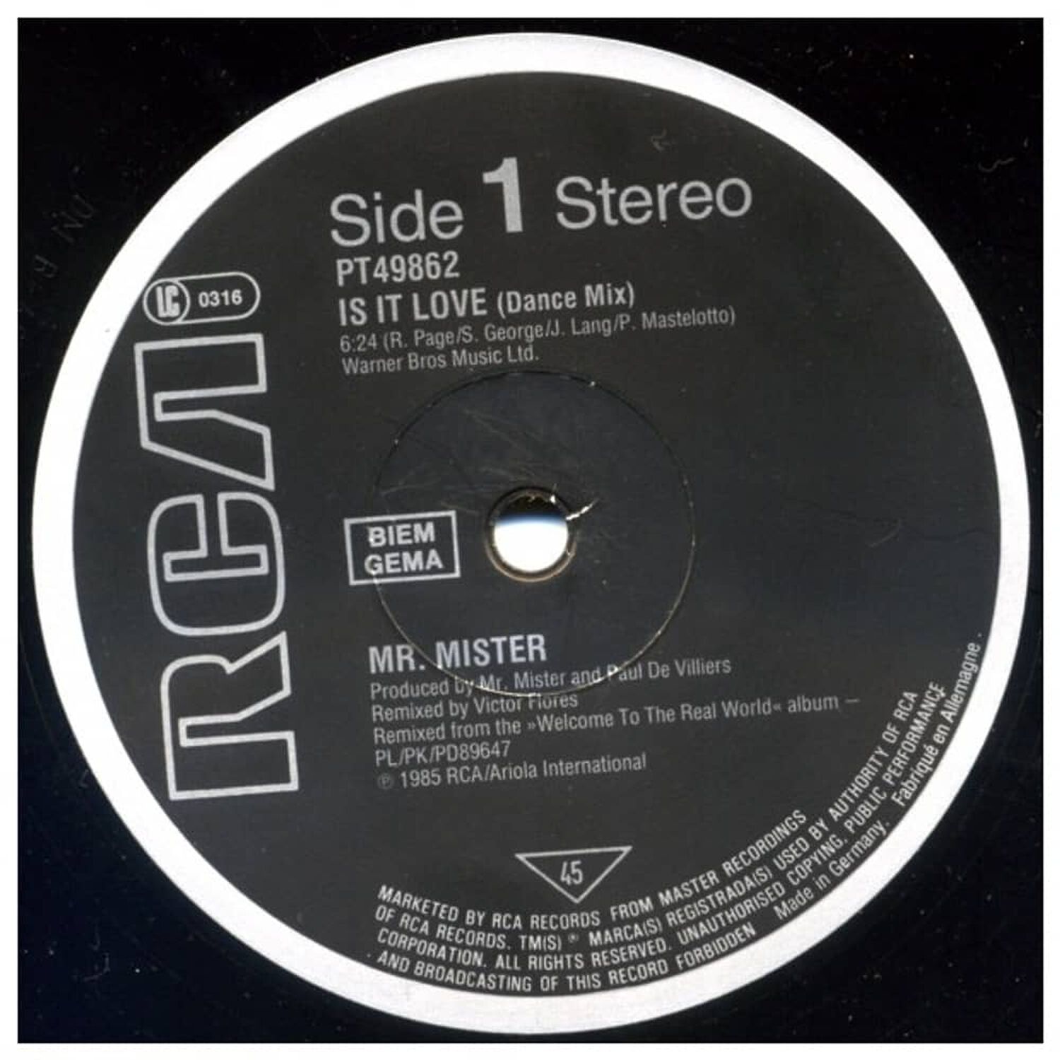 Mr. Mister - Is It Love | 12" Maxi Single Usado image number 2.0