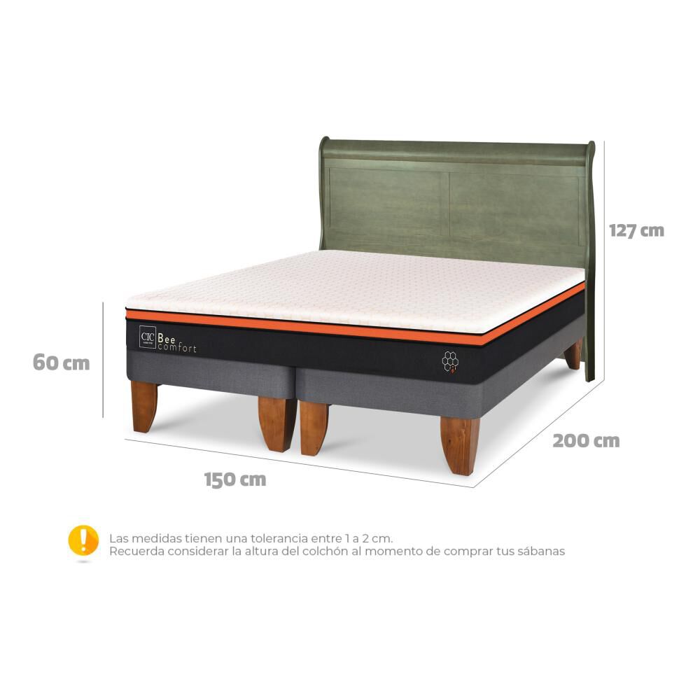 Cama Europea Cic Beecomfort / 2 Plazas / Base Dividida + Respaldo image number 6.0