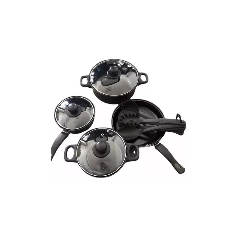 Juego De Ollas Antiadherente + Utensilios 13 Pcs Negro image number 1.0