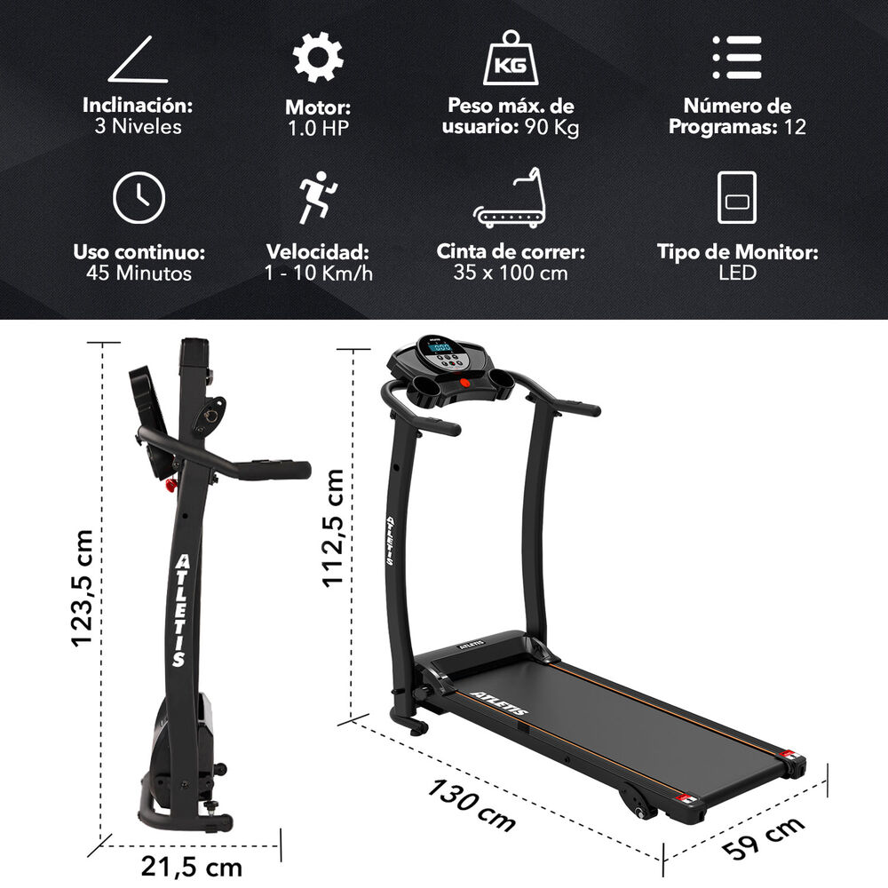 Trotadora Eléctrica Atletis K100 Led Altavoces image number 2.0