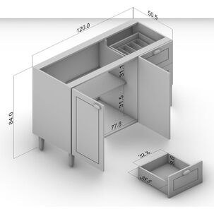 Mueble De Cocina Base Vekkahome Perola 2puertas 3cajones Blanco/caf&eacute;