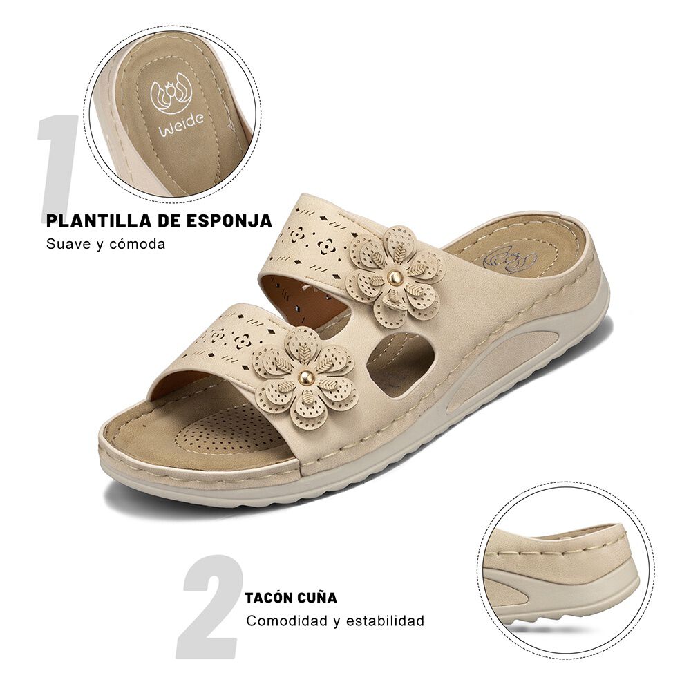 Sandalia Estilo Chala Confort Taco Cu&ntilde;a Mujer Weide Jn723 image number 9.0