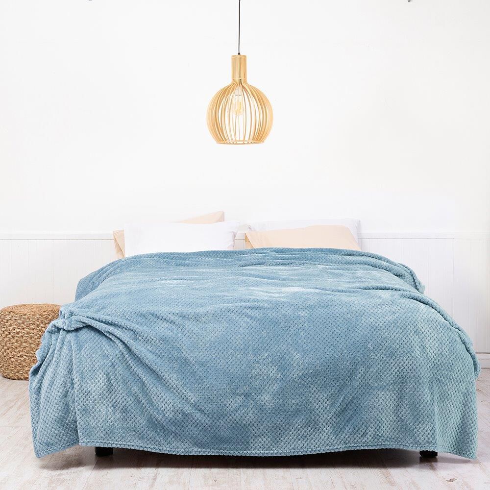 Frazada Popcorn 2 Plazas Celeste image number 0.0