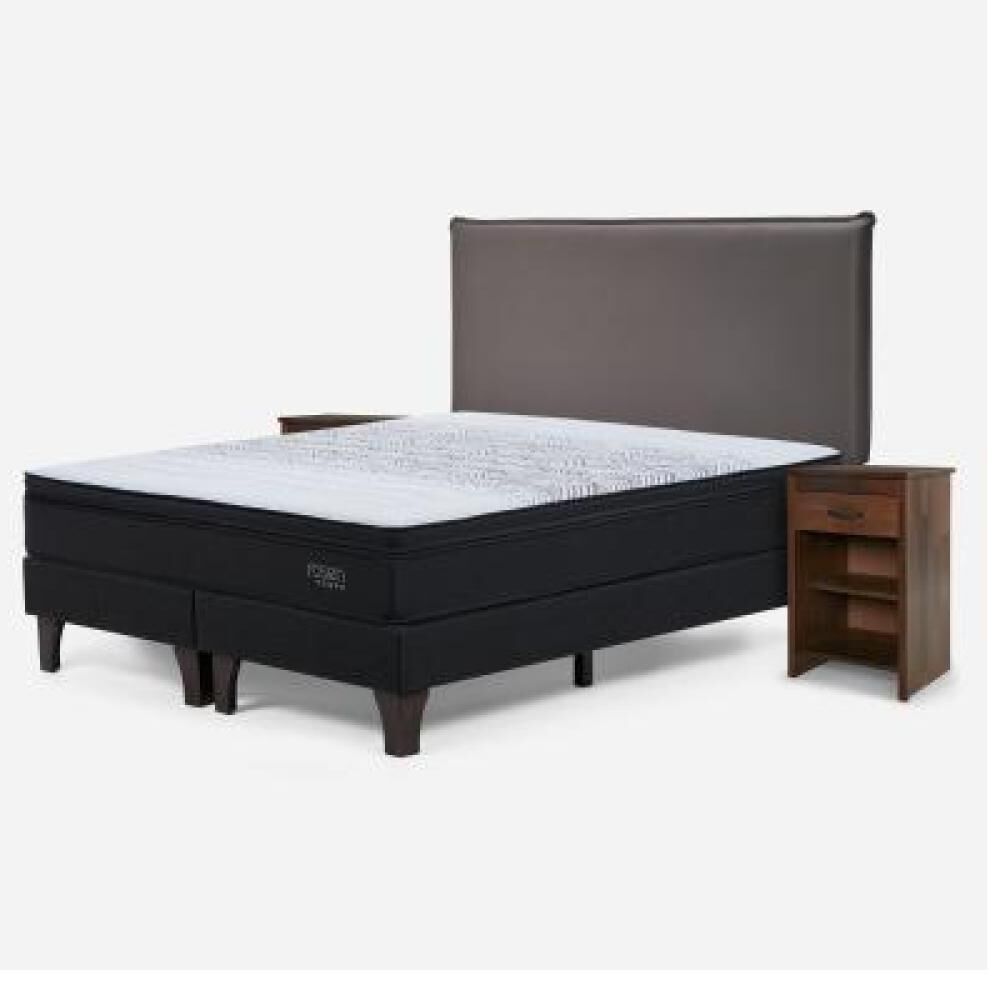 Cama Europea Rosen Tempo / 2 Plazas / Base Dividida  + Set Maderas Maurice Chocolate image number 7.0