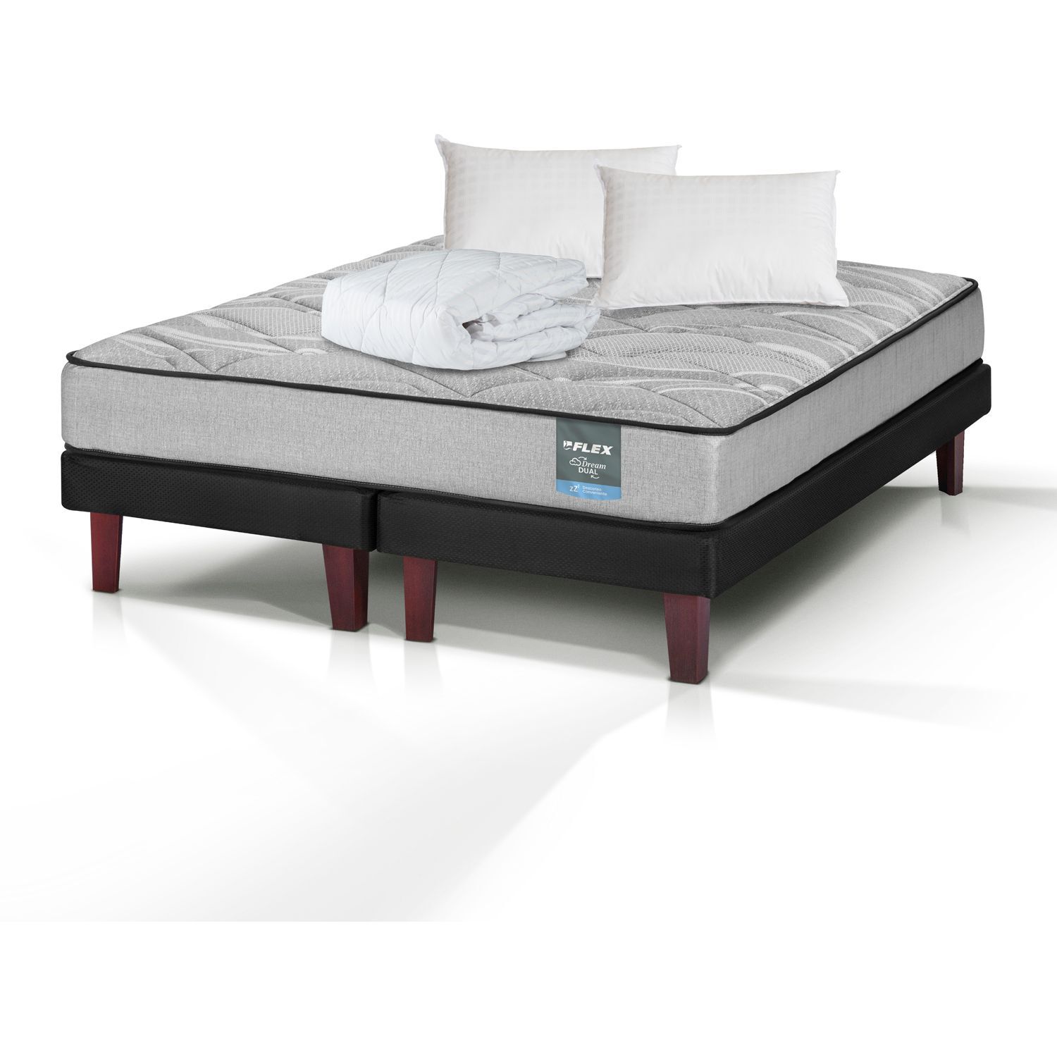 Cama Europea Flex Dream Dual / 2 Plazas + Almohadas + Cubrecolch&oacute;n image number 3.0