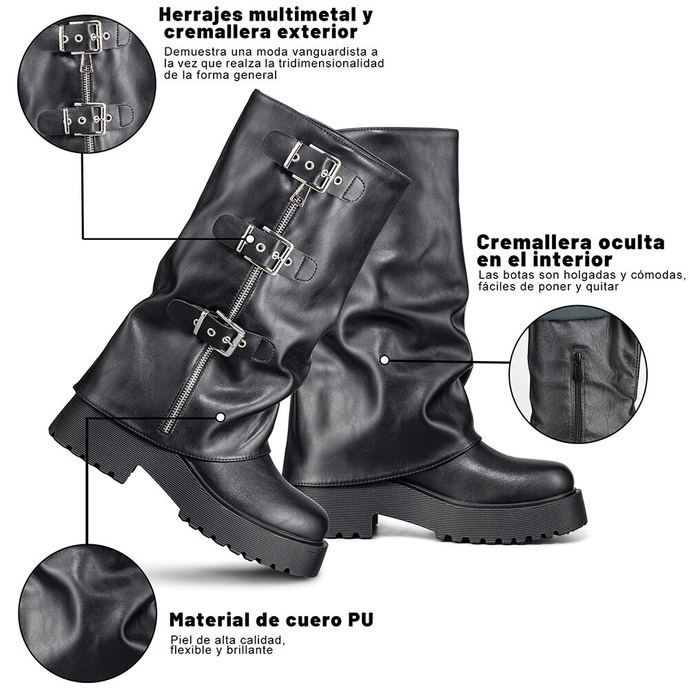Botas Largas Casual Negro De Moda Mujer Weide Rq80 image number 6.0