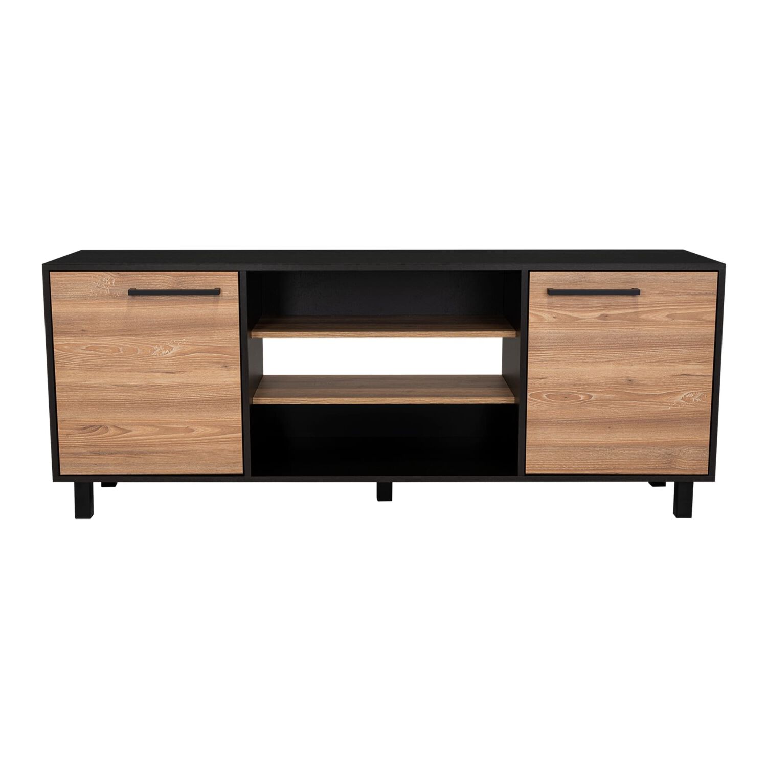 Rack Tv 65" 2 Puertas 4 Repisas Fm-012n Negro Y Caf&eacute; Claro image number 2.0
