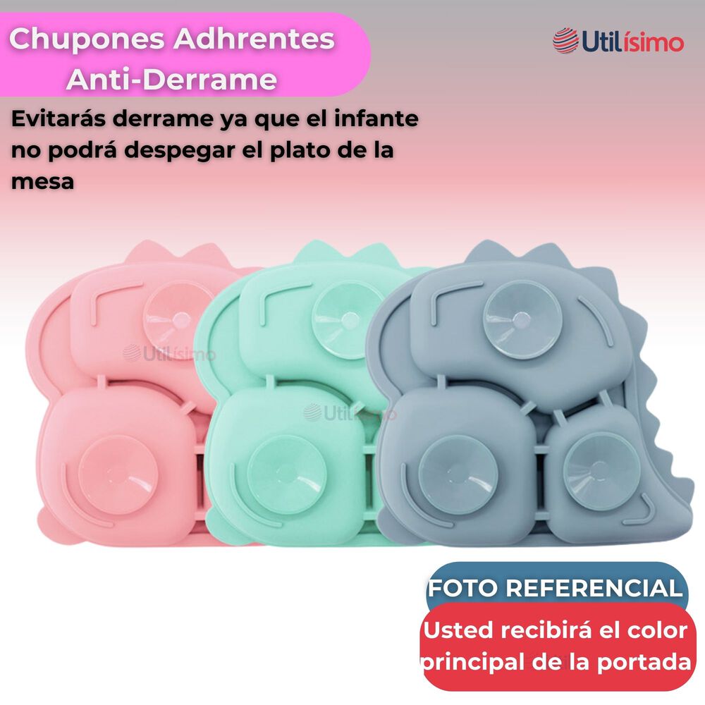 Set Alimentación Silicona Bebé 5 Piezas Dinosaurio Libre Bpa Color Rosa Claro image number 3.0