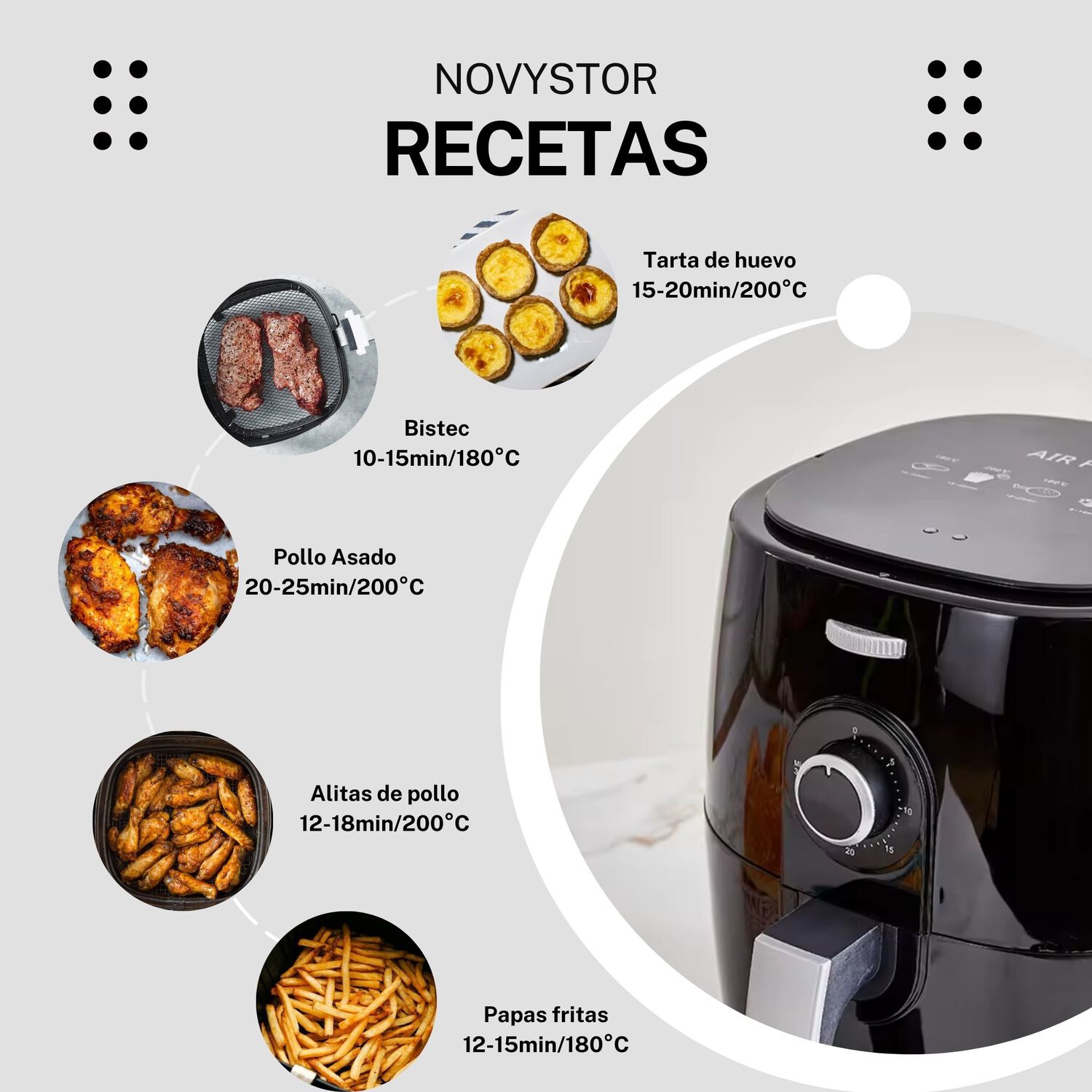 Freidora De Aire Libre Aceite 5.0 L Air Fryer Papas Fritas image number 9.0
