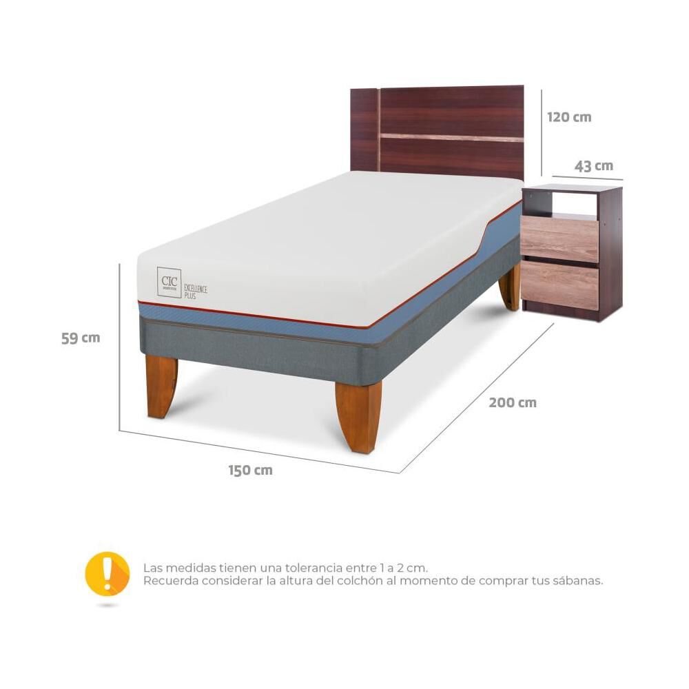 Cama Europea Cic Excellence Plus / 1 Plaza / Base Normal + Set De Maderas image number 2.0