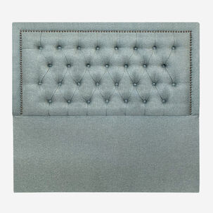Respaldo De Cama Capitoné Frame Tachas Lino Verde Jeans Super King