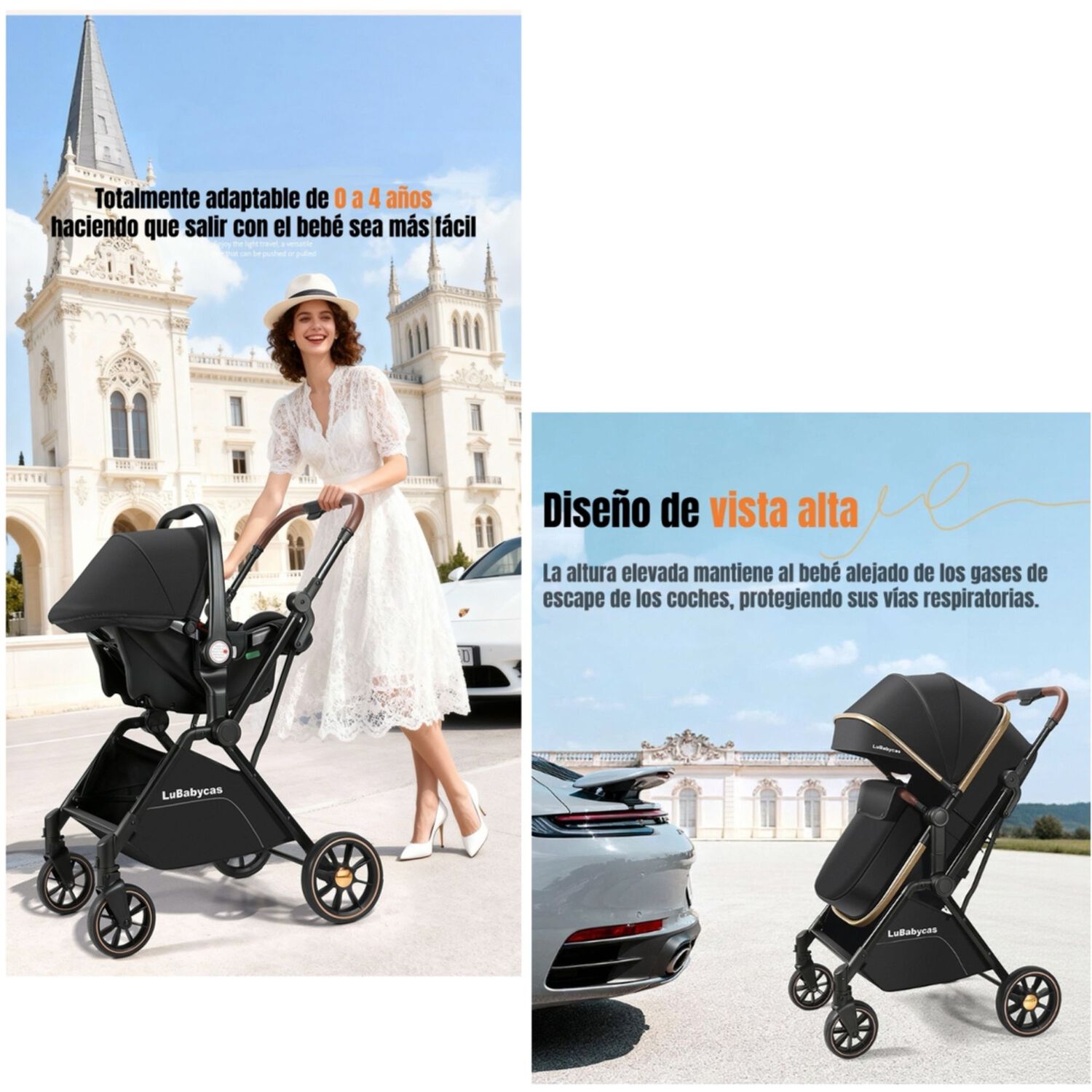Coche Travel System 0-4 A&ntilde;os Aluminio Alvin Negro Lubabycas image number 11.0