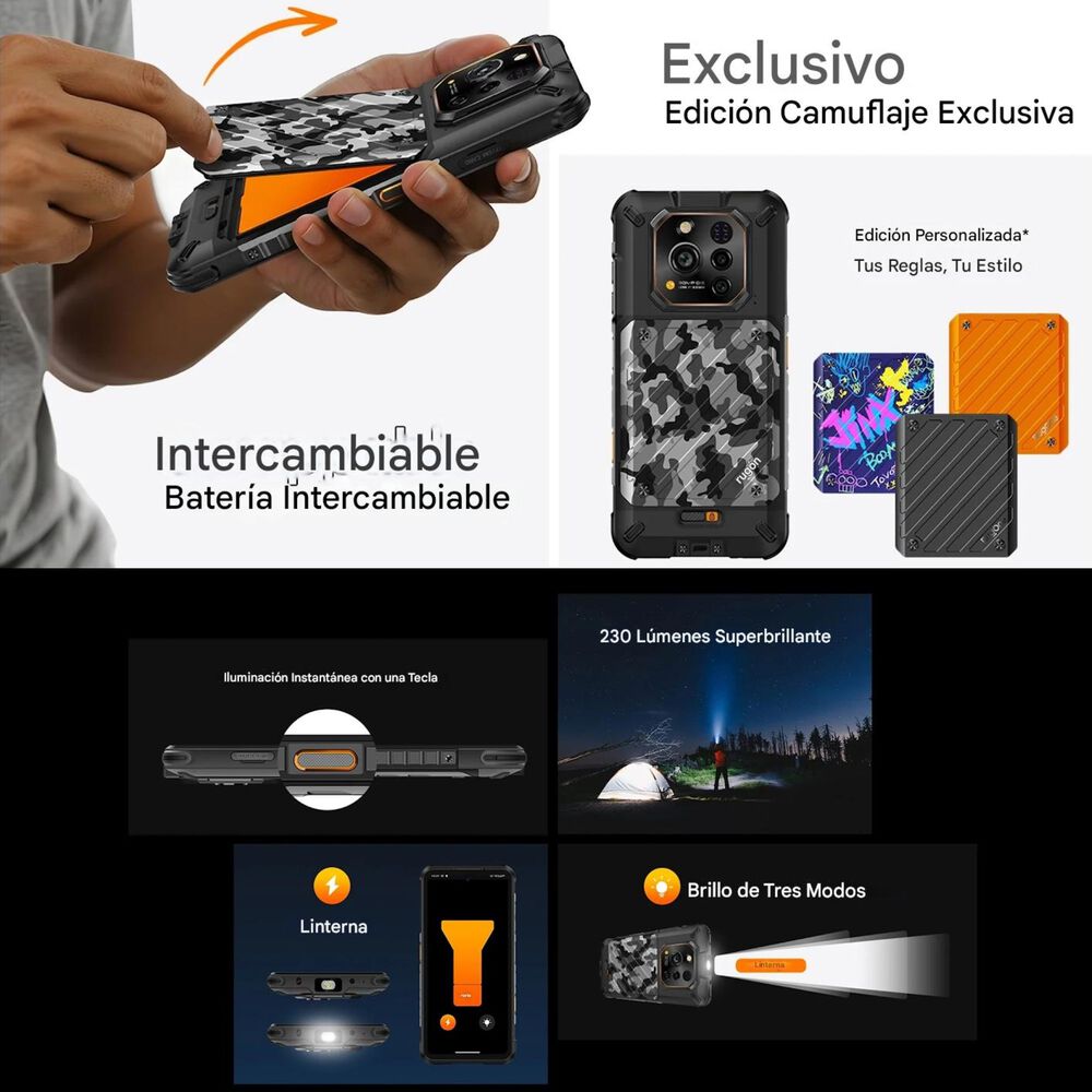 Celular Rugged Rugone Xever 7 Esim 2 Bater&iacute;as Dock Amoled image number 3.0