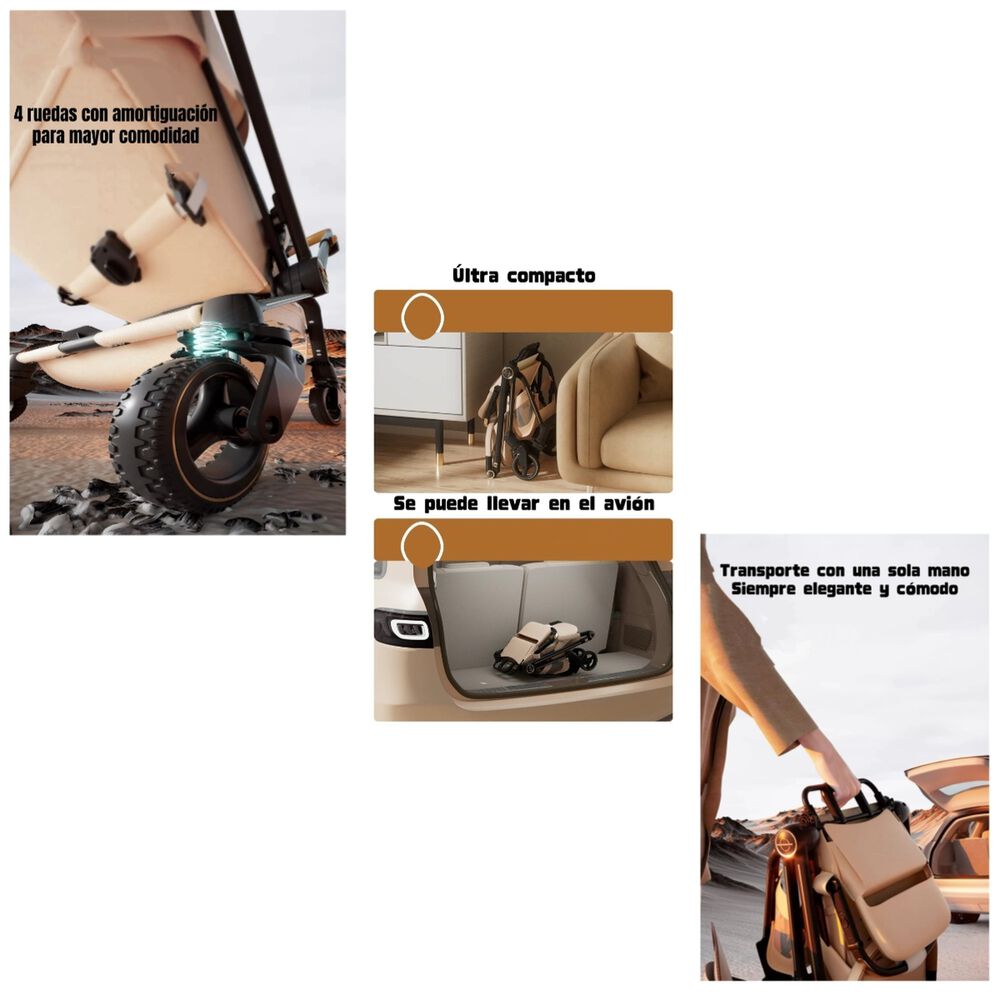 Coche De Paseo Reversible Nueva Tecnolog&iacute;a Elittle E7 Negro image number 3.0