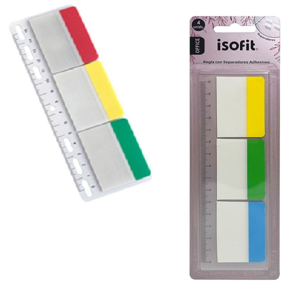 Pack X 4 Reglas Con Notas Adhesivas 3 Colores Isofit image number 2.0