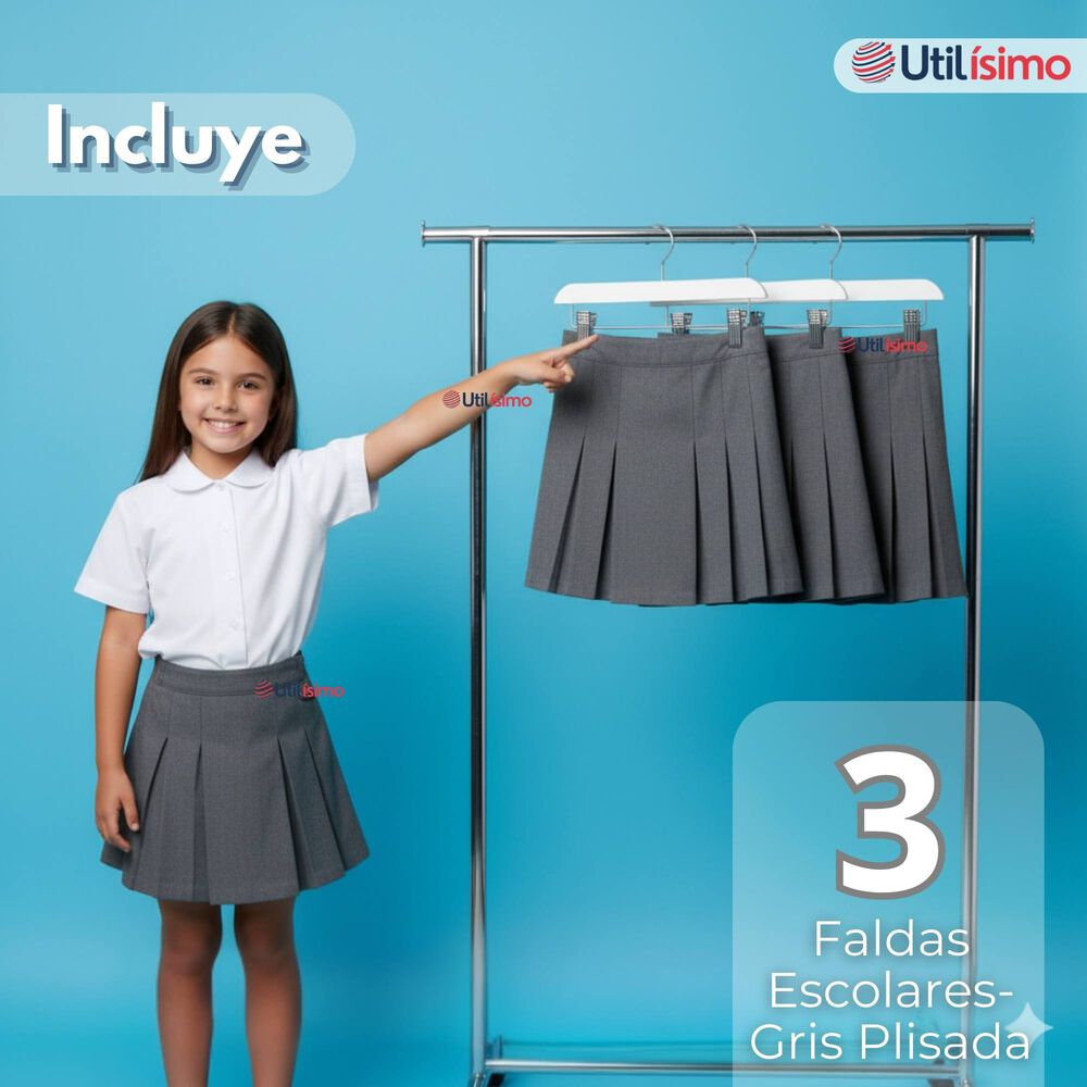 Pack 3 Faldas Escolar Color Gris Para Ni&ntilde;as image number 1.0