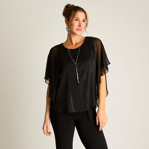 Blusa Tipo Poncho Peto Interior Manga Corta Cuello Redondo Mujer Lorenzo Di Pontti