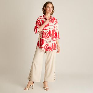 Blusa Botones Carey Manga 3/4 Cuello Camisero Mujer Lorenzo Di Pontti