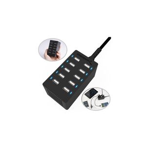 Estaci&oacute;n De Carga M&oacute;vil Usb-a De 10 Puertos Carga Rapida 60w Compatible Con Samsung, Lphone, Lpad Y Mas &ndash; Negro